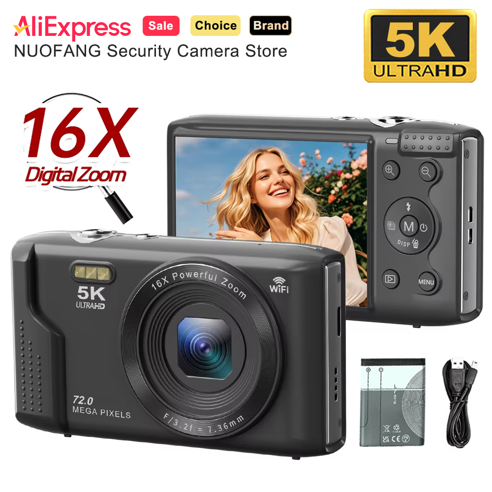 Photography Nature Images - 72MP 5K 빈티지 스타일 디지털 카메라