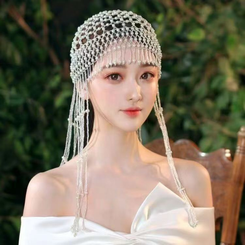 빈티지 수제 비즈 진주 태슬 헤어 액세서리 (여성, 어 - Photography Vintage 리뷰 및 가격