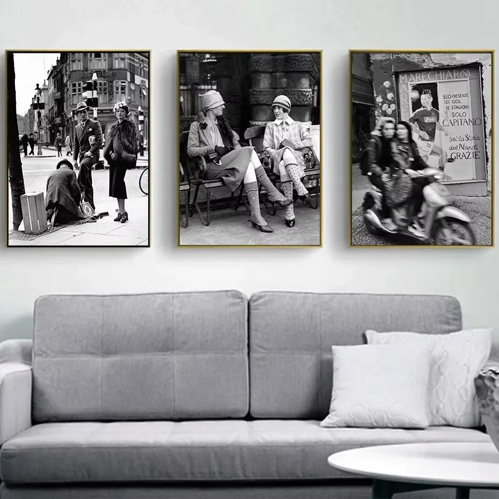패션 흑백 빈티지 사진 인쇄 이탈리아 파리 거리 포스터 - Photography Vintage 리뷰 및 가격