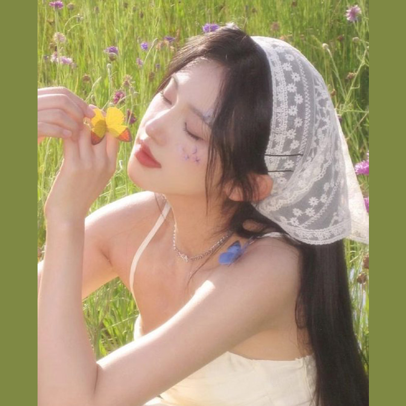 흰색 짠 꽃 레이스 헤어 스카프 랩 여성 레트로 삼각형 - Photography Triangle 리뷰 및 가격