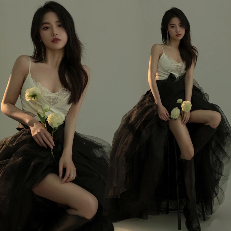 블랙 엔젤 레이스 사진 촬영 의상 일본 스타일 스튜디오 - Photography Outfit 리뷰 및 가격